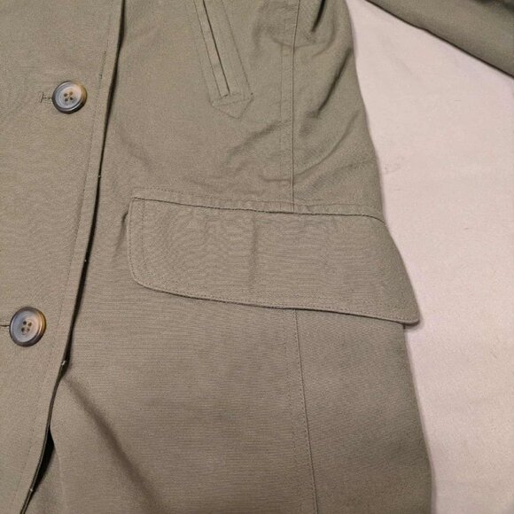 J. Crew Peacoat Light Canvas Womens S Double Brested Green w/ Brown Corduroy Top - Picture 13 of 13